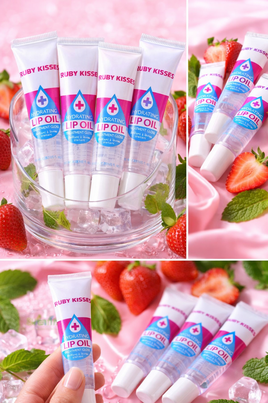 Pack de 3 Lip Oil Hydratants Ruby Kisses – Lèvres Brillantes & Douces à 6000F 💖