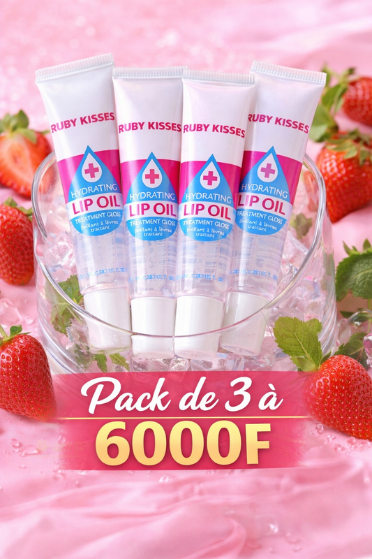 Pack de 3 Lip Oil Hydratants Ruby Kisses – Lèvres Brillantes & Douces à 6000F 💖