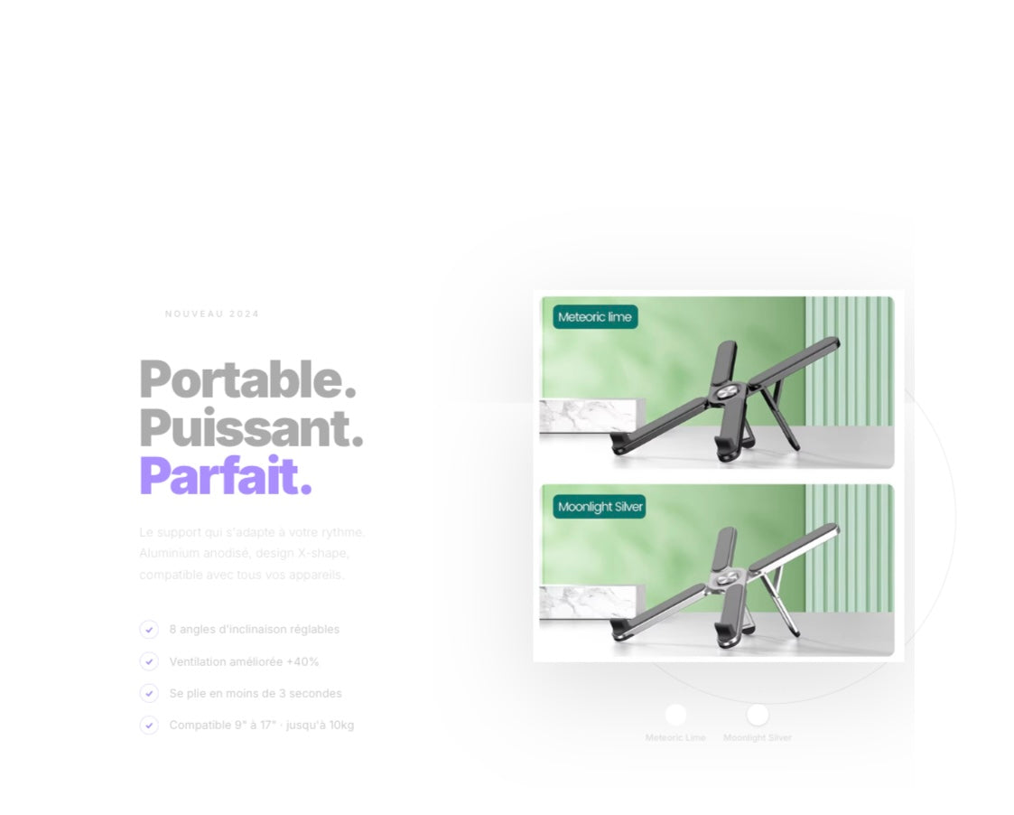 Support Pliable Premium 2-en-1 pour Ordinateur & Téléphone –  Ultra & Design Aluminium Réglable