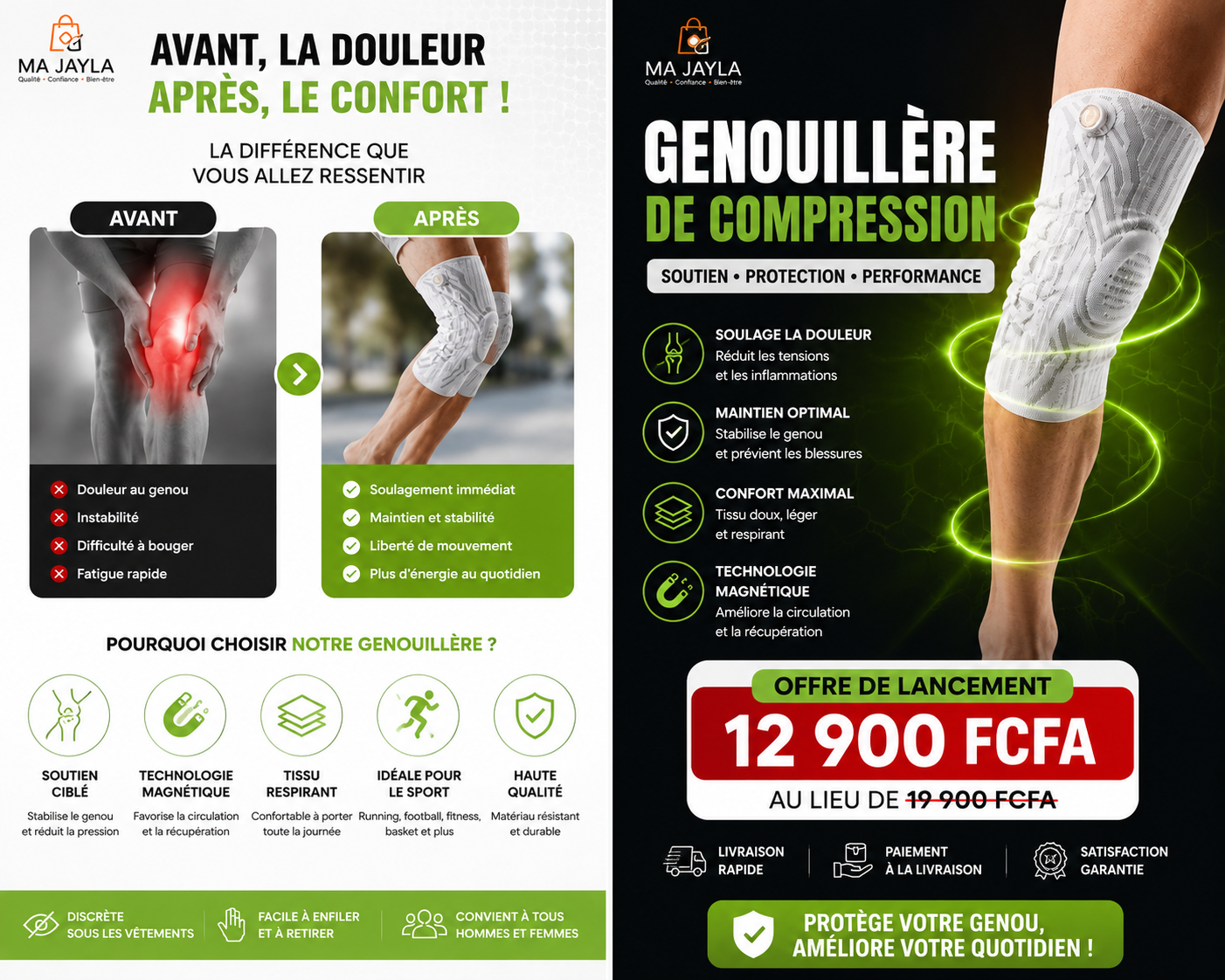GENOUILLÈRE DE COMPRESSION MAGNÉTIQUE