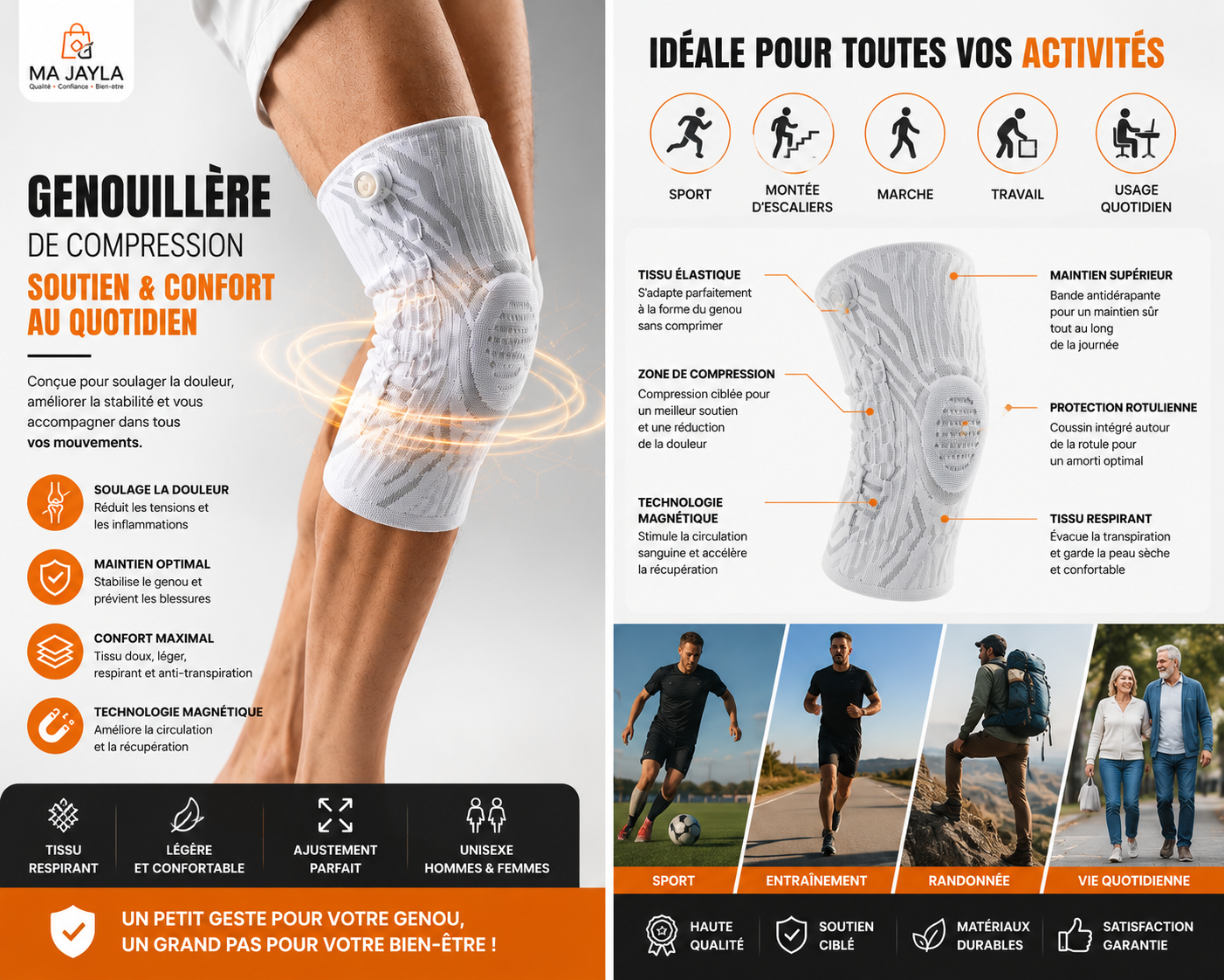 GENOUILLÈRE DE COMPRESSION MAGNÉTIQUE