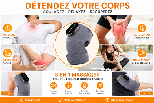 🔥 Genouillère de Massage Chauffante – Soulagement Rapide des Douleurs en 15 min